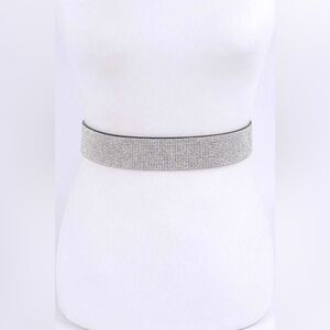 Rhinestone Vegan Leather Waist Statement Belt